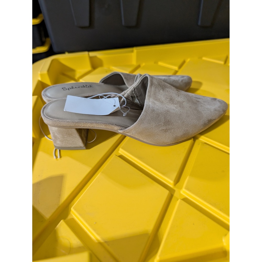 NEW Splendid Womens 6 Laylai Tan Suede Pointed Toe Block Heel Mules (no box)